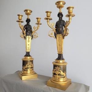 Pair Of Empire Candelabra By 