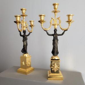 Paire de Candélabres d'Epoque Empire.