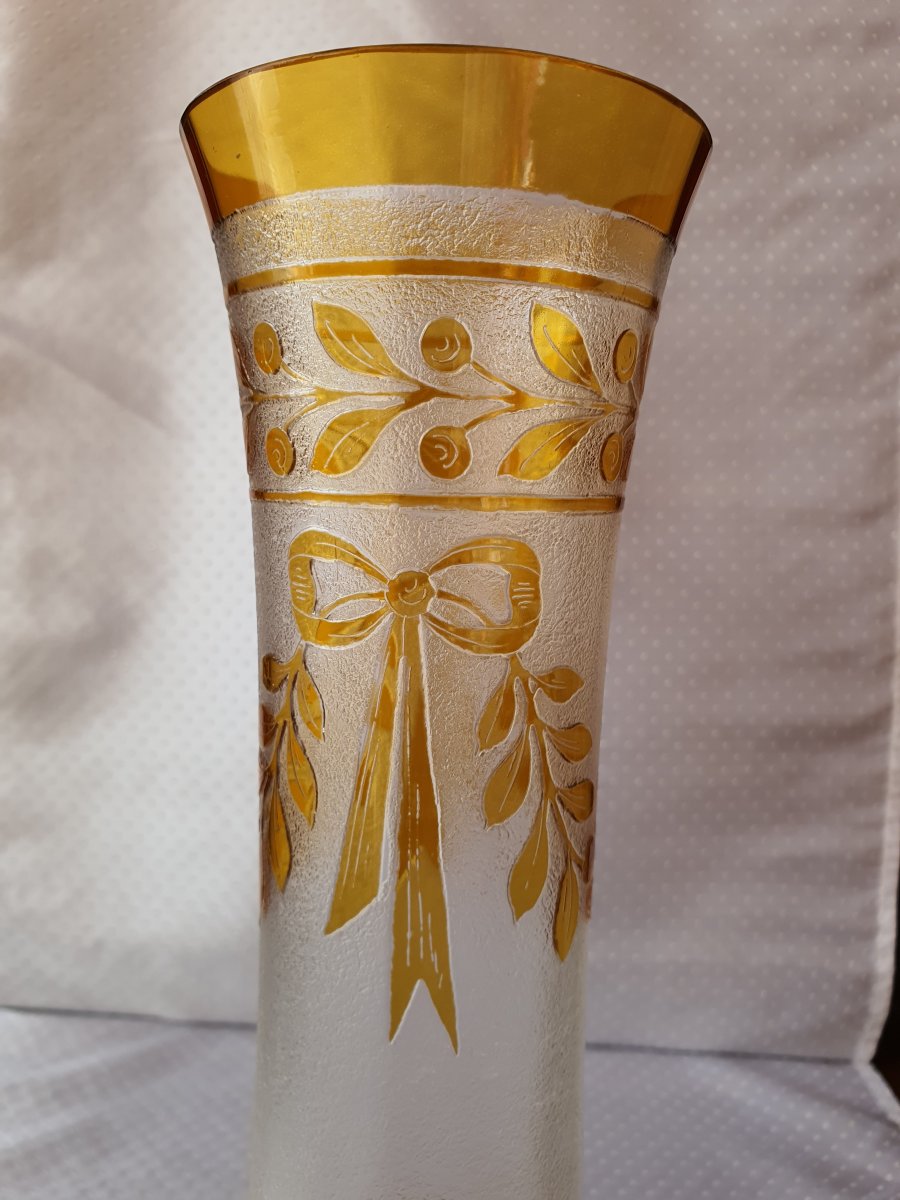 Vase en Cristal taillé et gravé -photo-3