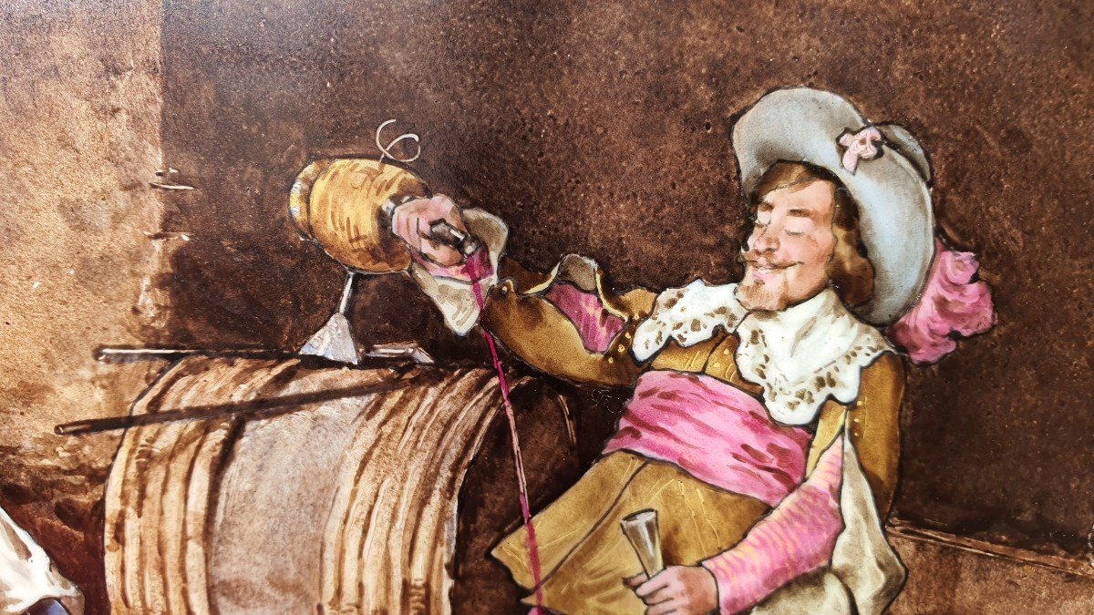 Paire de Vases  Bernardaut, décorés de scènes  humoristiques de traverne-photo-2