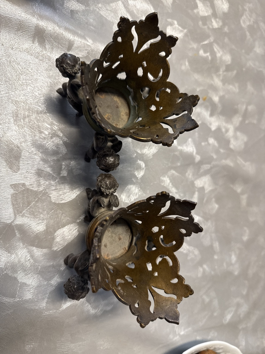 Pair Of Cloisonné Enamel Putti -photo-2