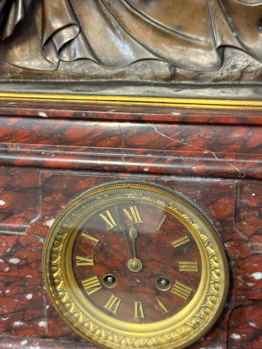 Large Red Marble Fireplace Surround By Barbedienne -photo-1