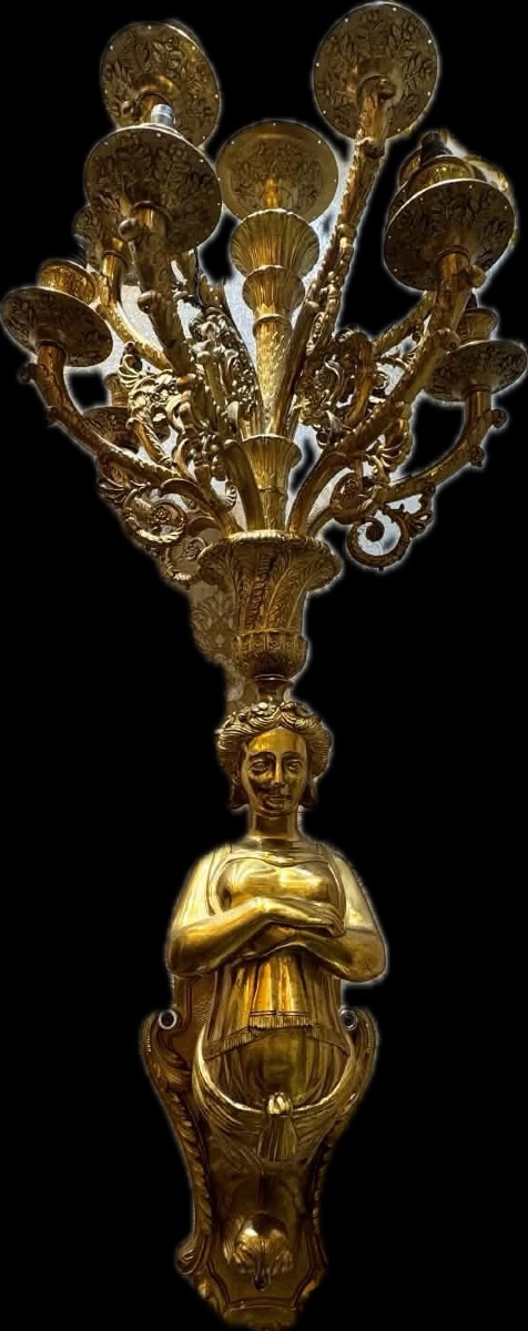 Exceptional Set Of 6 Large Gilt-bronze Wall Sconces – Napoleon III Style – 120 C-photo-2