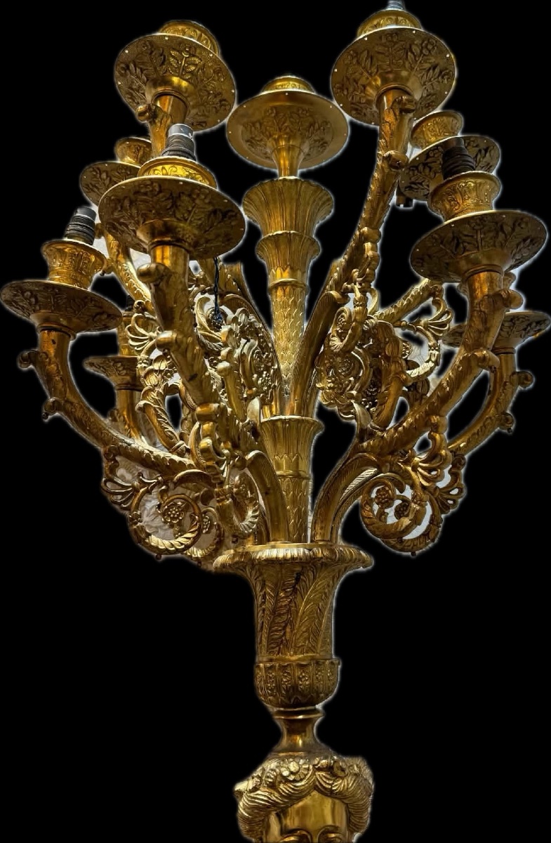 Exceptional Set Of 6 Large Gilt-bronze Wall Sconces – Napoleon III Style – 120 C-photo-3