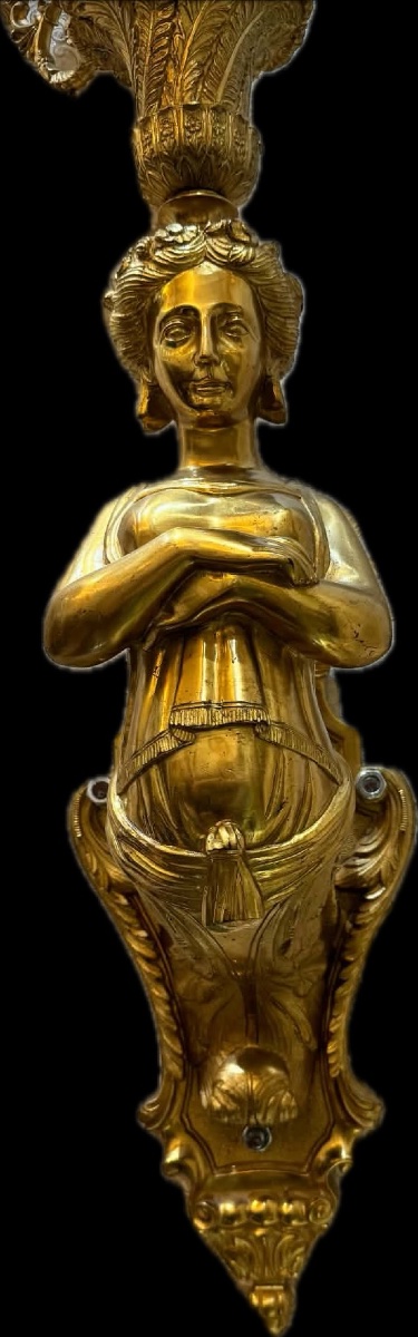 Exceptional Set Of 6 Large Gilt-bronze Wall Sconces – Napoleon III Style – 120 C-photo-1
