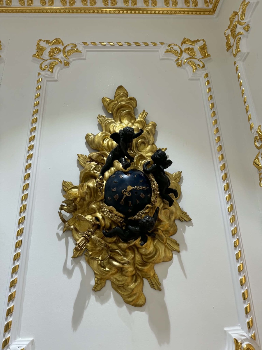 Large Wall Clock Decorated With Putti In Patinated Bronze And Gilded Carved Wood – Neapolitan Period-photo-3