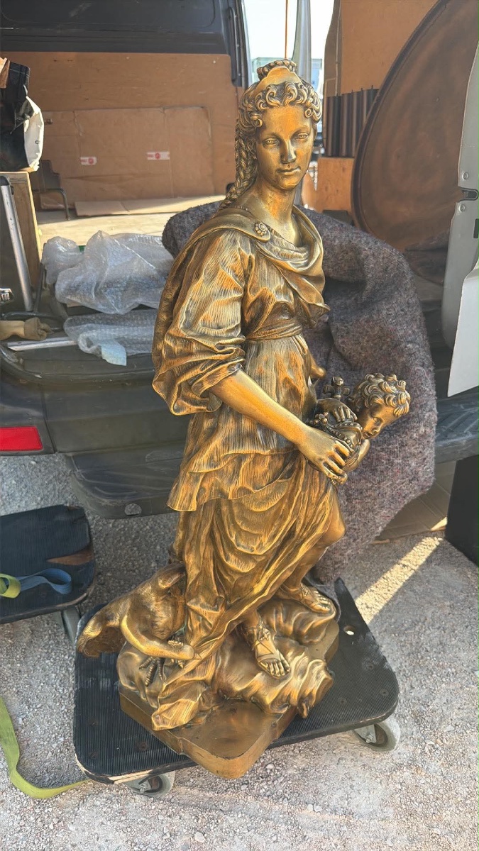 Important groupe allégorique en bronze – F. Barbedienne Fondeur – Hauteur 96 cm-photo-2