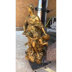 Important groupe allégorique en bronze – F. Barbedienne Fondeur – Hauteur 96 cm