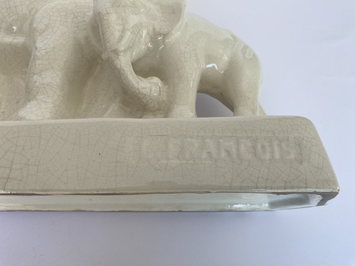 Elephants, Crackled Earthenware, L. François (1882–1965)-photo-2