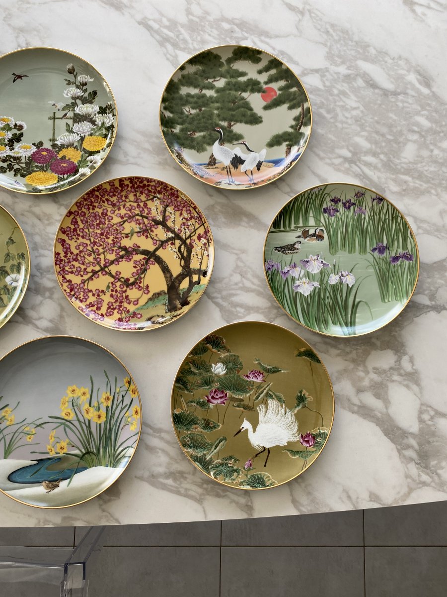Twelve Porcelain Plates, "birds And Flowers Of The Far East," By Naoka Nobata-photo-4