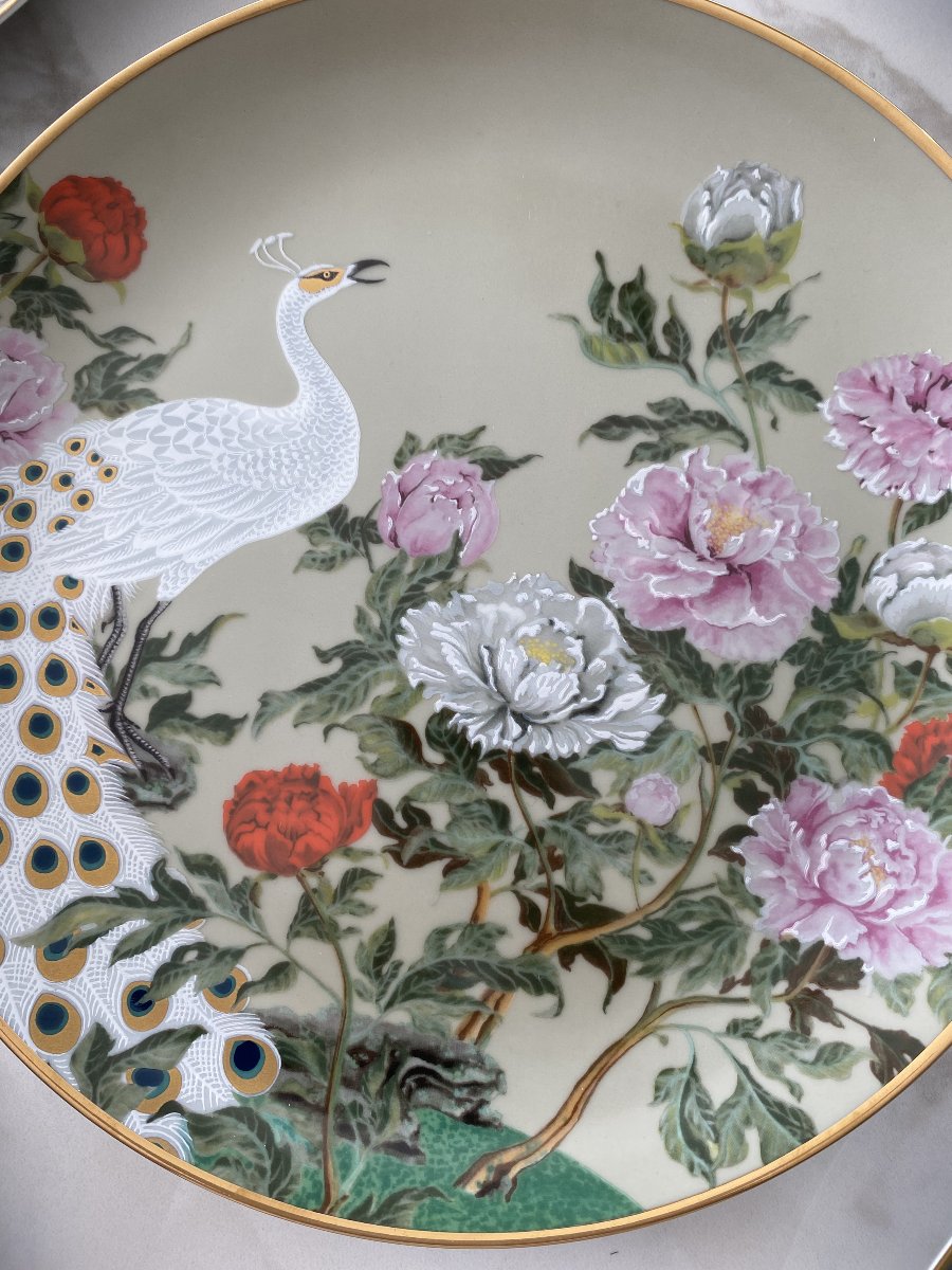 Twelve Porcelain Plates, "birds And Flowers Of The Far East," By Naoka Nobata-photo-1