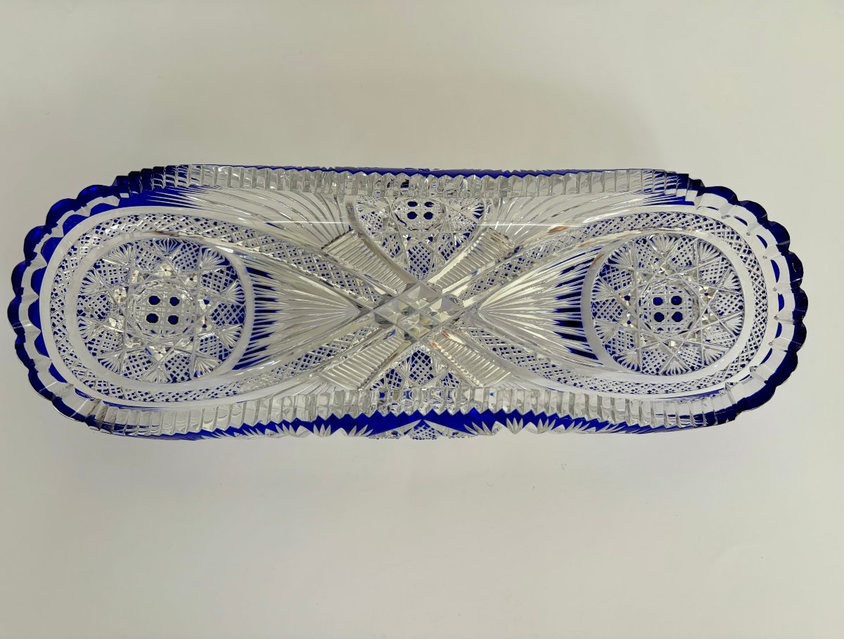 Oblong Crystal Tray, "moscow" Model, By Hubert Fouarge For Val St Lambert, 1908-photo-2