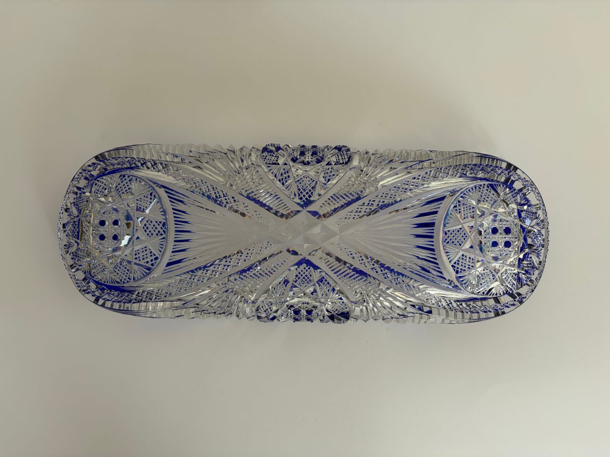 Oblong Crystal Tray, "moscow" Model, By Hubert Fouarge For Val St Lambert, 1908-photo-3