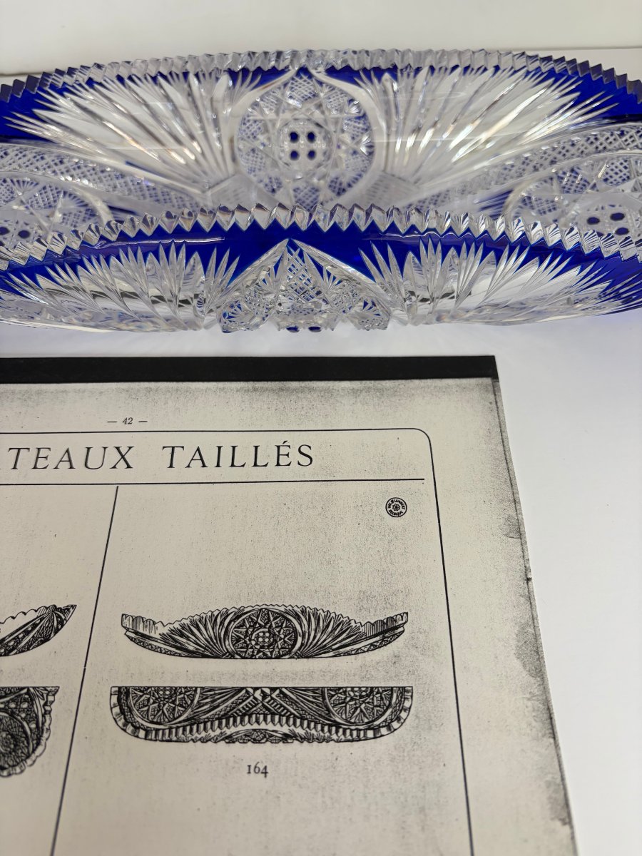 Oblong Crystal Tray, "moscow" Model, By Hubert Fouarge For Val St Lambert, 1908-photo-4
