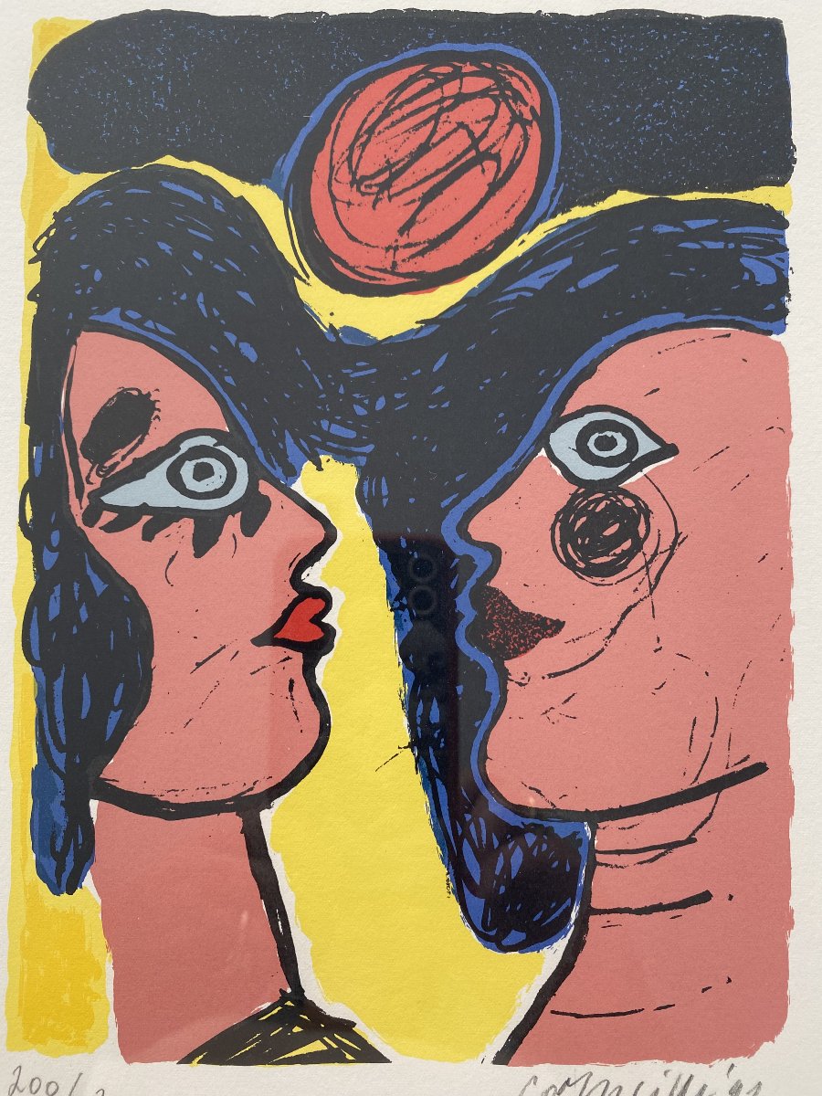 "Face-à-face", Corneille (1922-2010), lithogravure, 1991-photo-2
