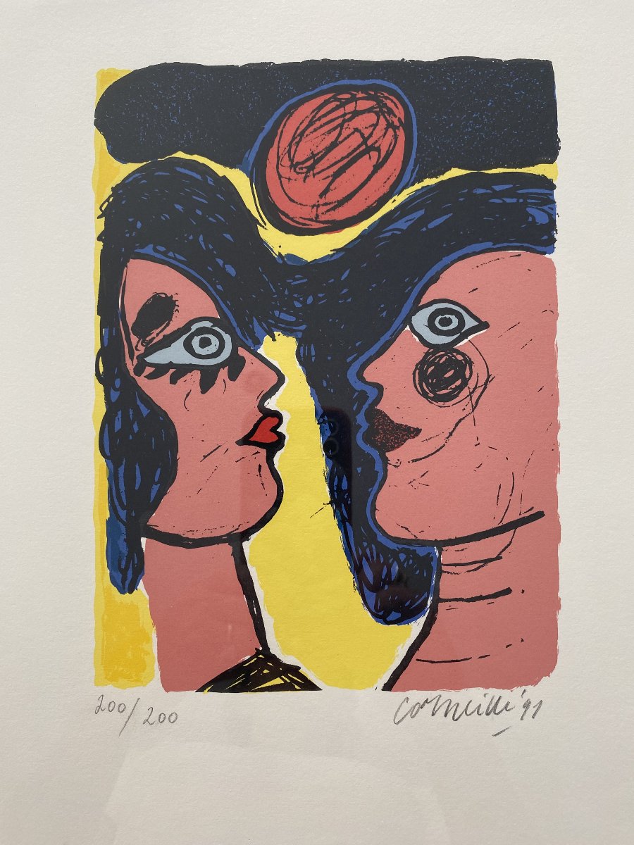 "Face-à-face", Corneille (1922-2010), lithogravure, 1991