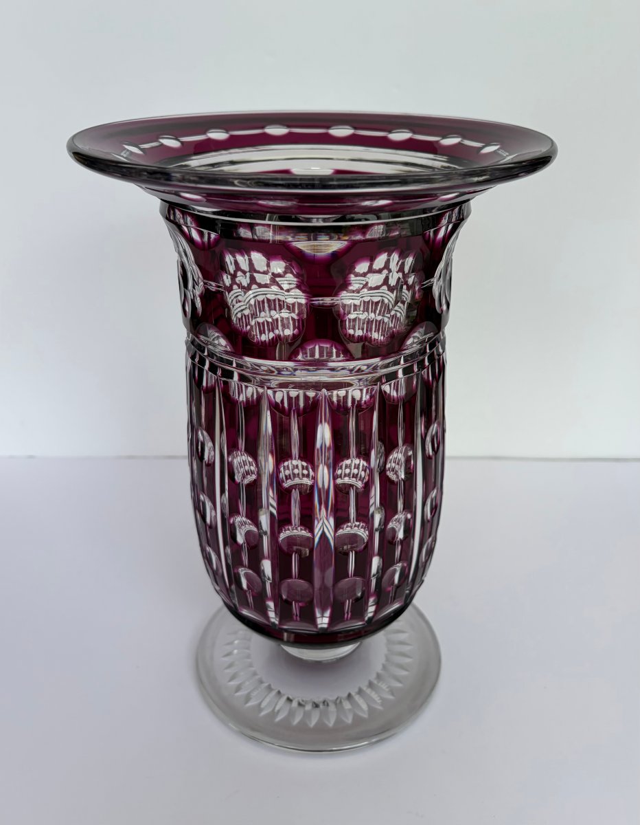 Vase "Anthar", cristal violet- évêque, Val-Saint-Lambert, 1926-photo-2