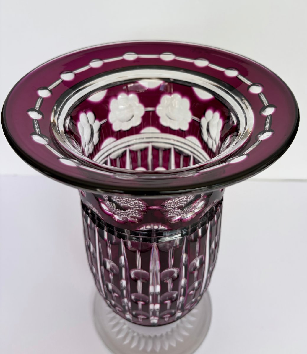 Vase "Anthar", cristal violet- évêque, Val-Saint-Lambert, 1926-photo-3