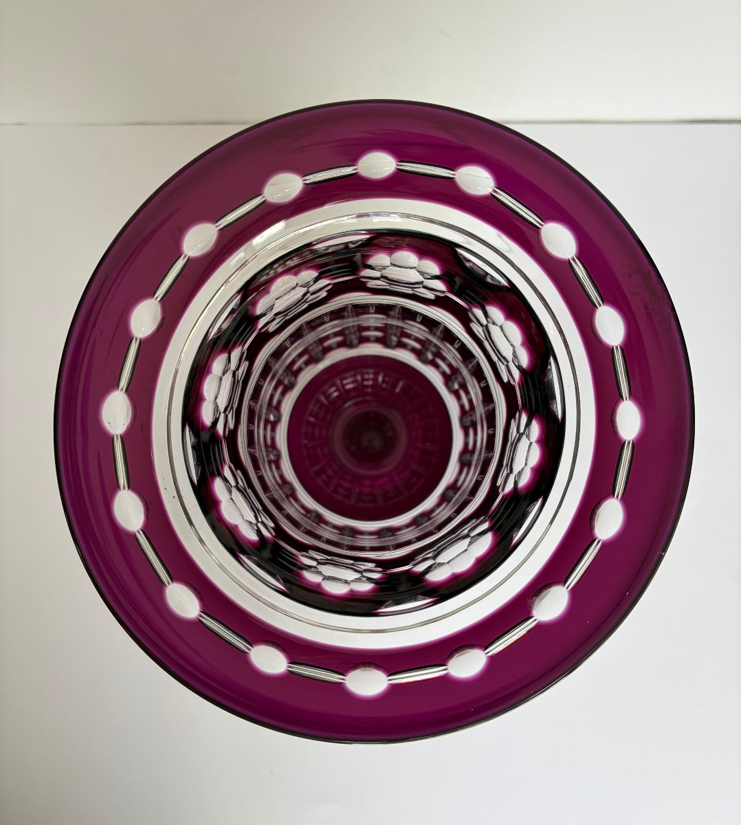 Vase "Anthar", cristal violet- évêque, Val-Saint-Lambert, 1926-photo-4