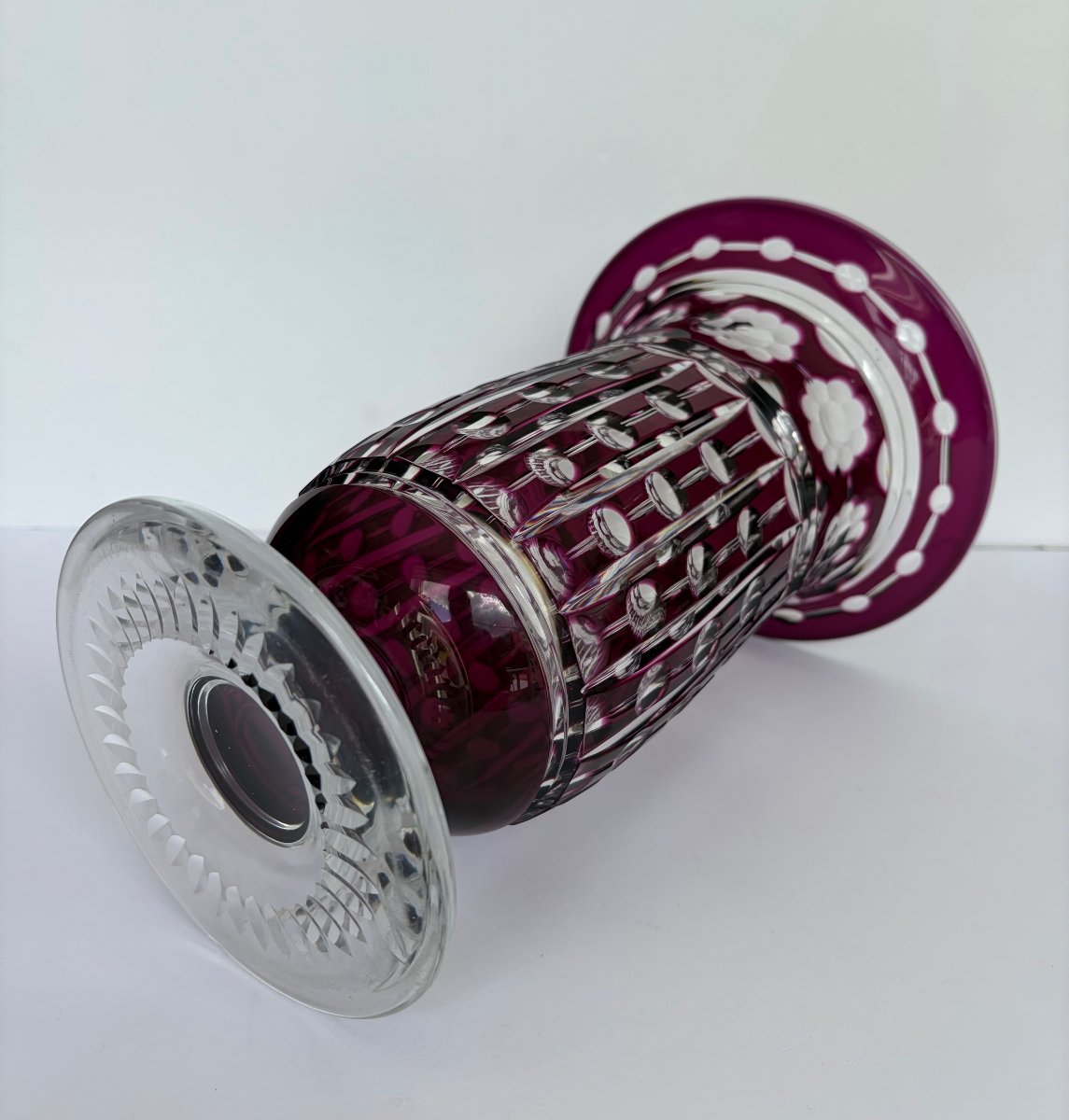 Vase "Anthar", cristal violet- évêque, Val-Saint-Lambert, 1926-photo-2