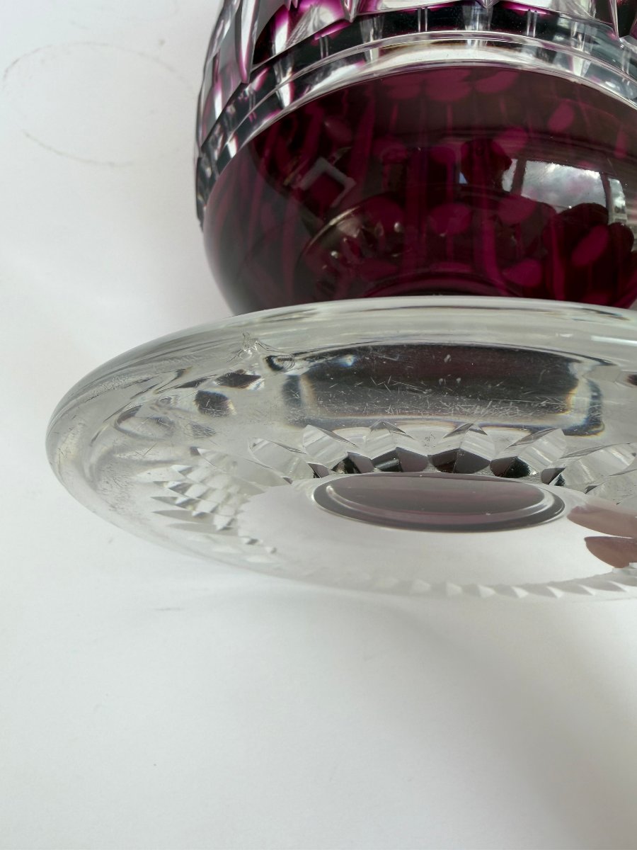Vase "Anthar", cristal violet- évêque, Val-Saint-Lambert, 1926-photo-5