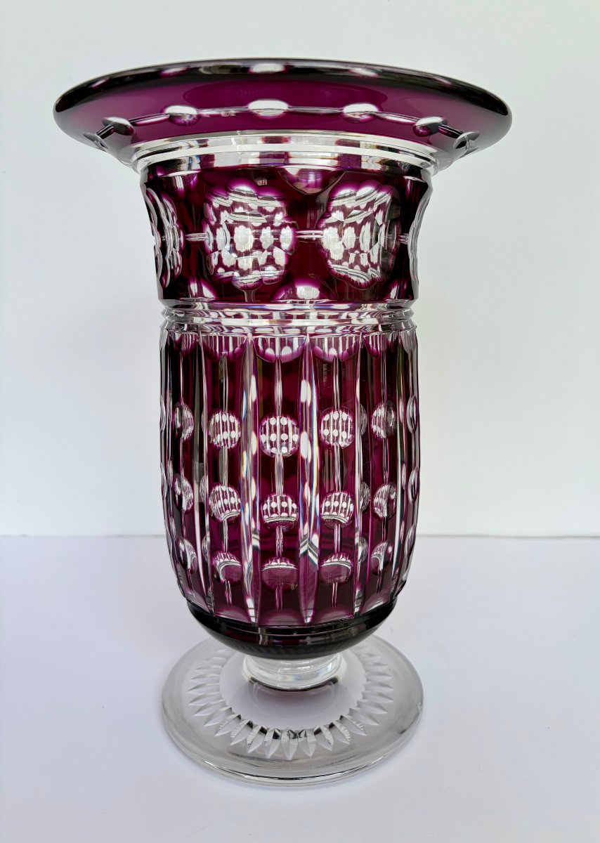 Vase "Anthar", cristal violet- évêque, Val-Saint-Lambert, 1926