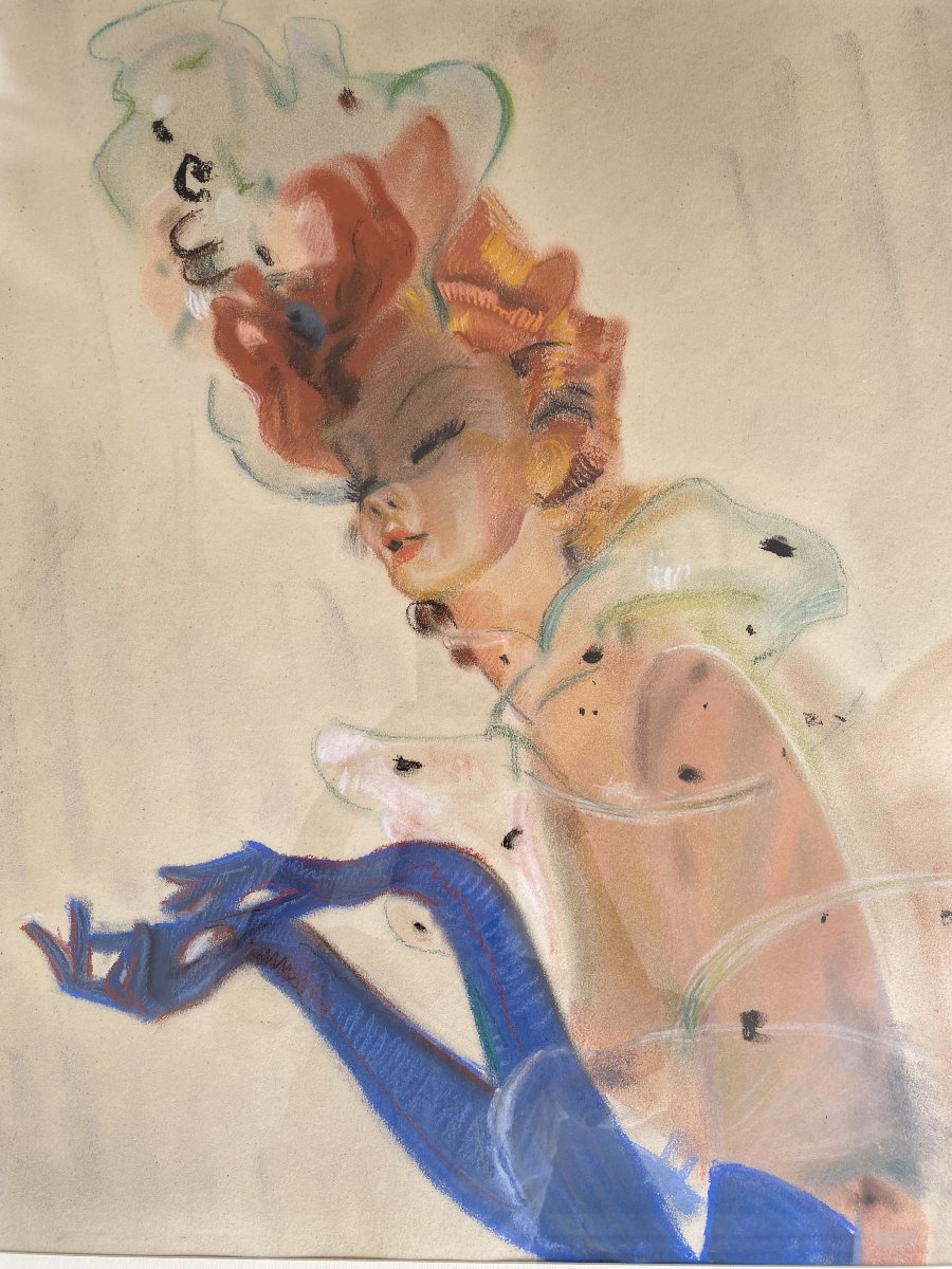 "Elégante", pastel attribué à Jean-Gabriel Domergue ( 1889 -1962)