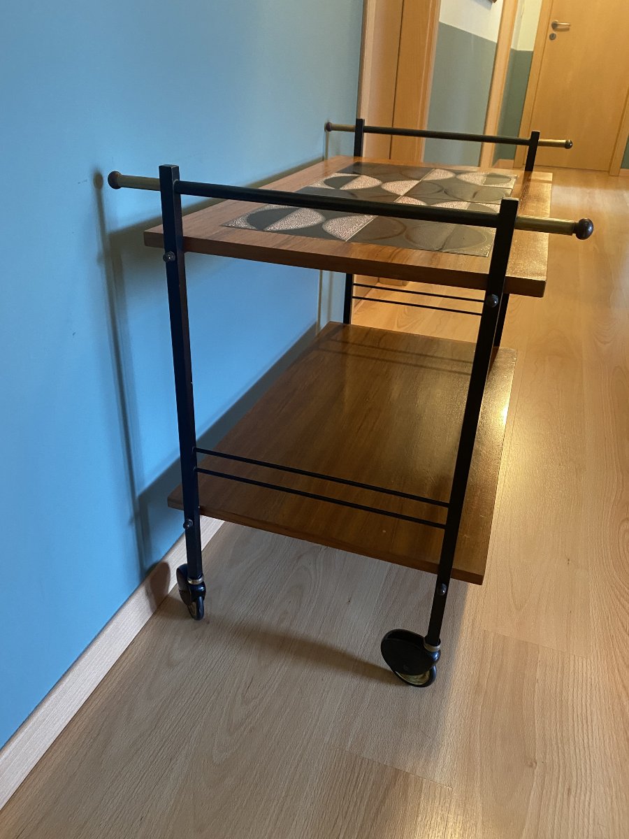 Side Table Made Of Wood, Metal, And Ceramic-photo-4