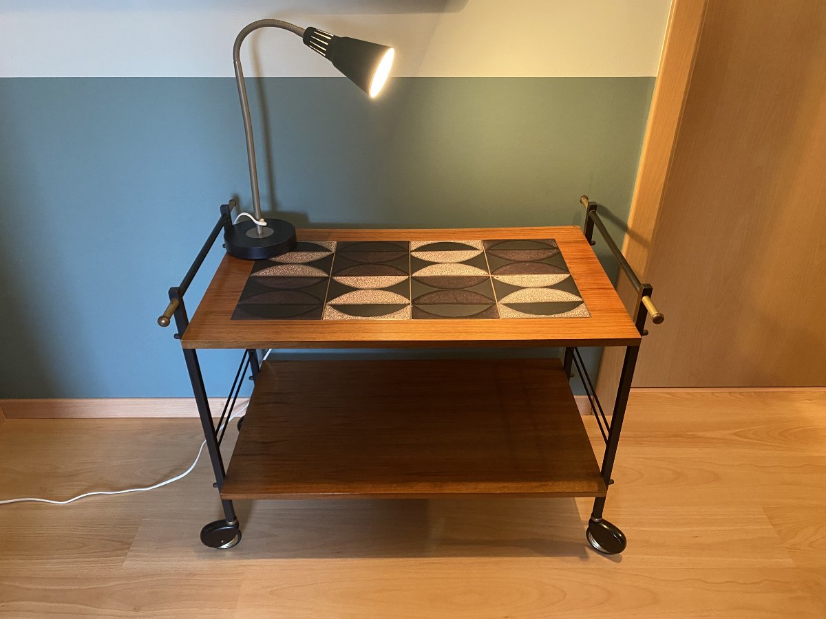 Side Table Made Of Wood, Metal, And Ceramic-photo-4