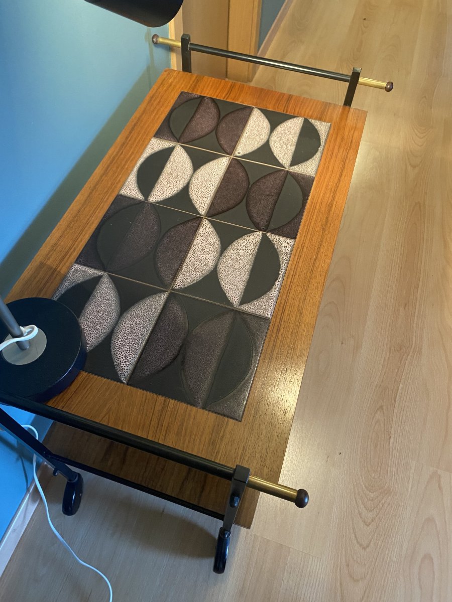 Side Table Made Of Wood, Metal, And Ceramic-photo-5