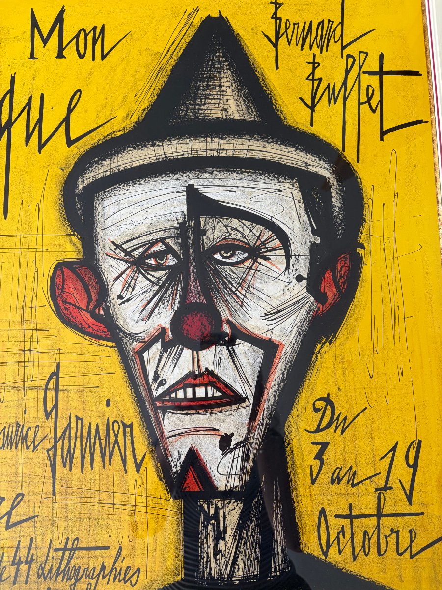 Intaglio Print By Bernard Buffet, “mon Cirque,” Atelier Mourlot, Paris, 1968-photo-3