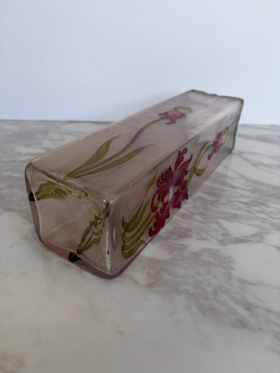 Art Nouveau Vase Decorated With Red Flowers, Attributed To Legras-photo-2