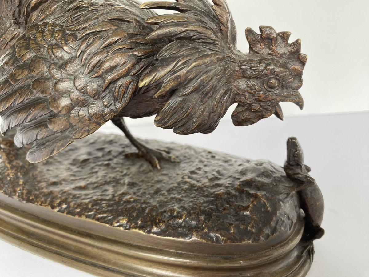 "Le coq et le lézard", bronze de Ferdinand Pautrot (1832 - 1874)