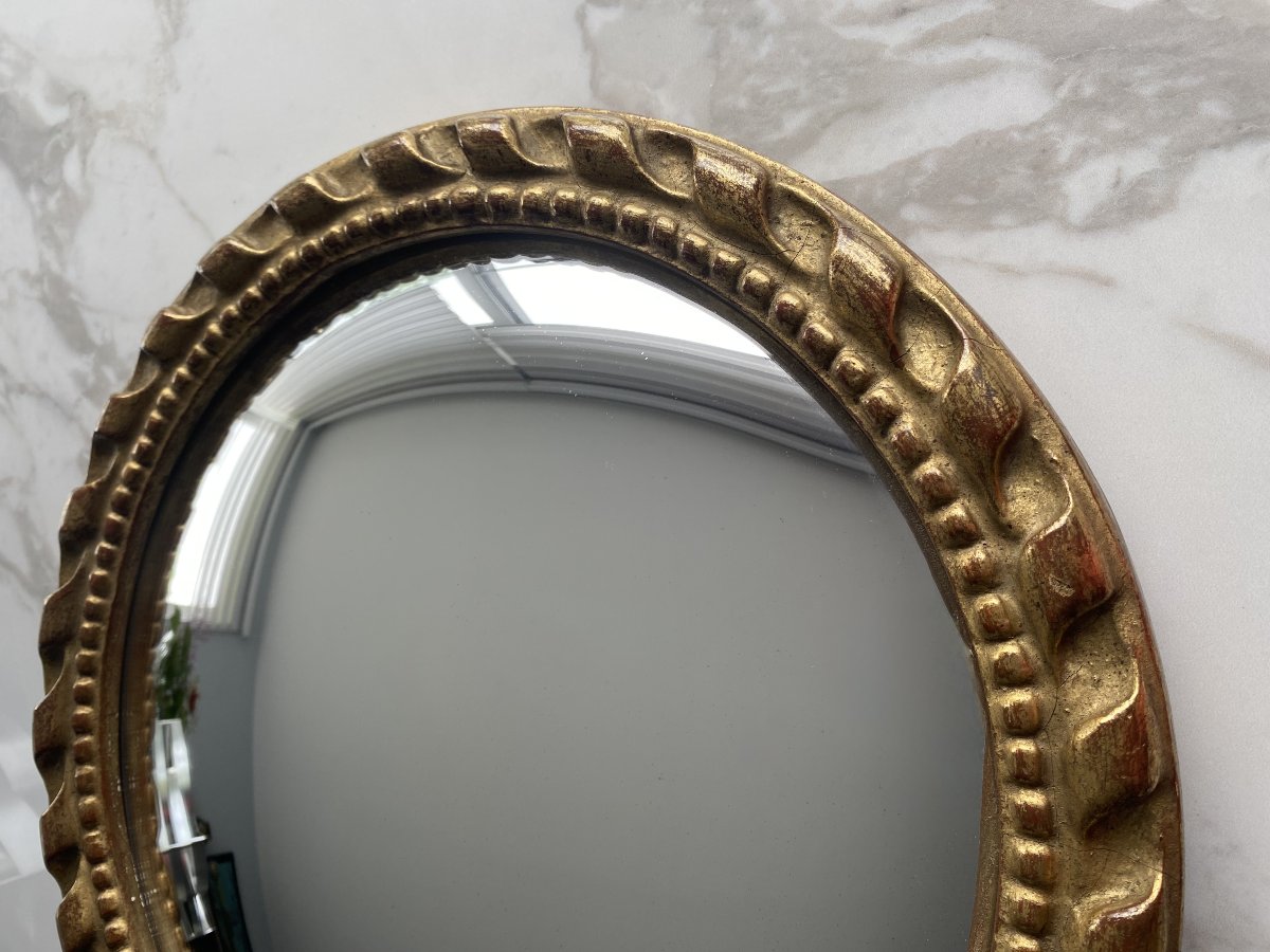"witch's Eye" Mirror, Carved Wooden Frame-photo-3