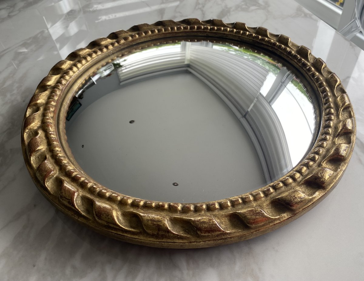 "witch's Eye" Mirror, Carved Wooden Frame-photo-1