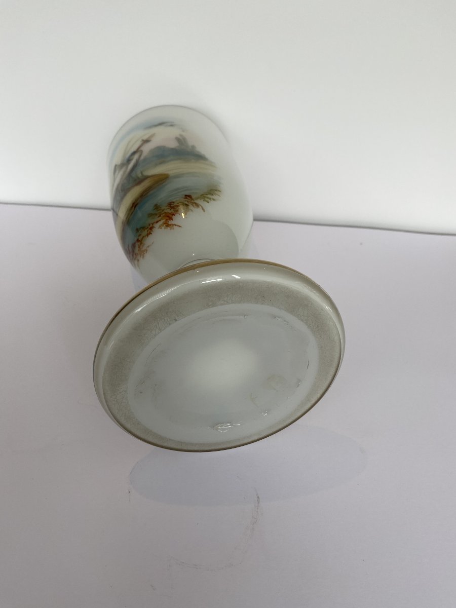 Vase en opaline,  à décor d'échassiers, Val-St-Lambert-photo-4