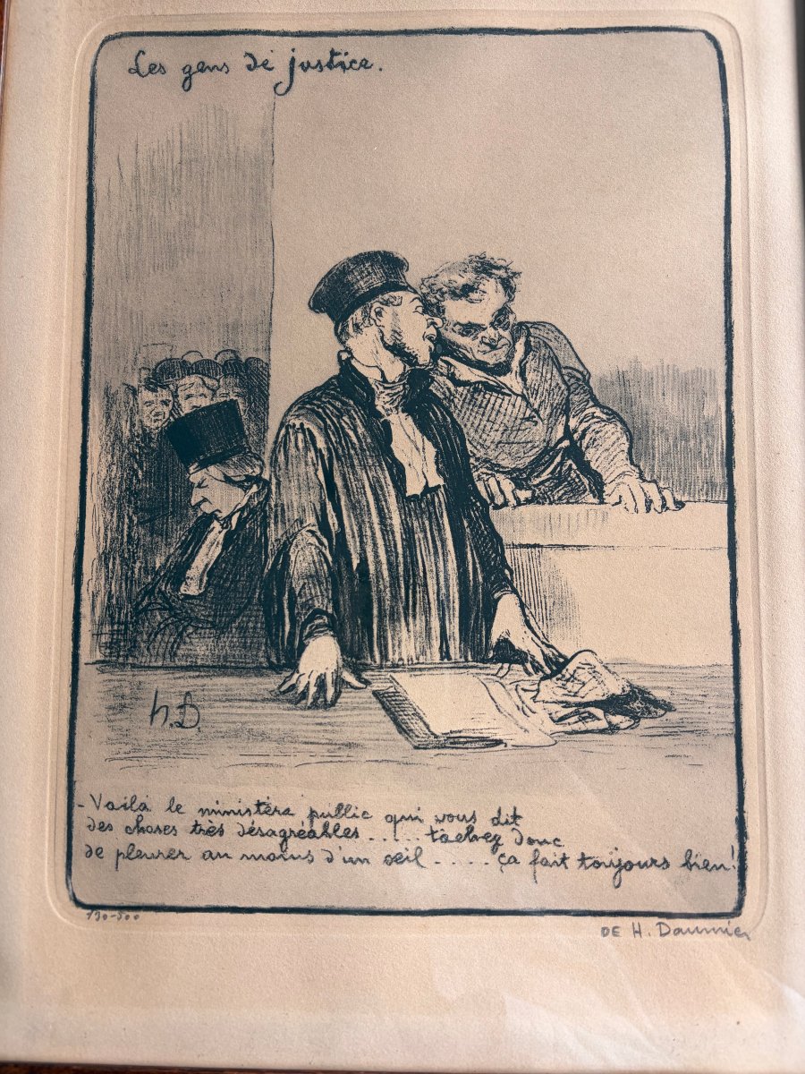 Satirical Lithograph By Honoré Daumier (1808–1879) From "les Gens De Justice," Plate 21-photo-2