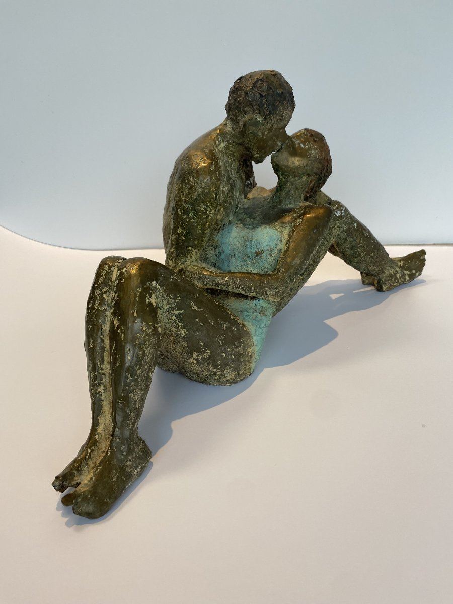 "couple," A Bronze Sculpture By Mady Andrien (1941)-photo-3