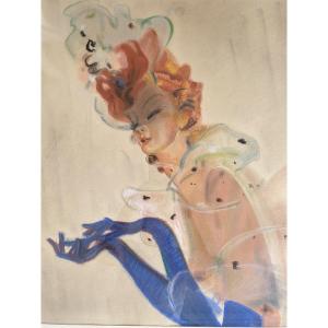 "elegant," A Pastel Attributed To Jean-gabriel Domergue (1889–1962)