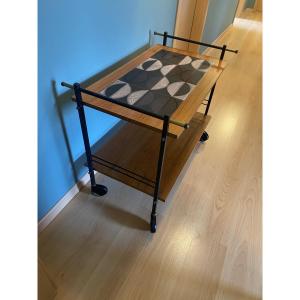 Déserte (table d'appoint) en bois , métal et céramique