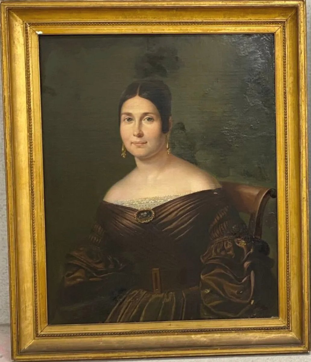 19th-century Signed Matching Portraits Of A Lady And A Gentleman-photo-4