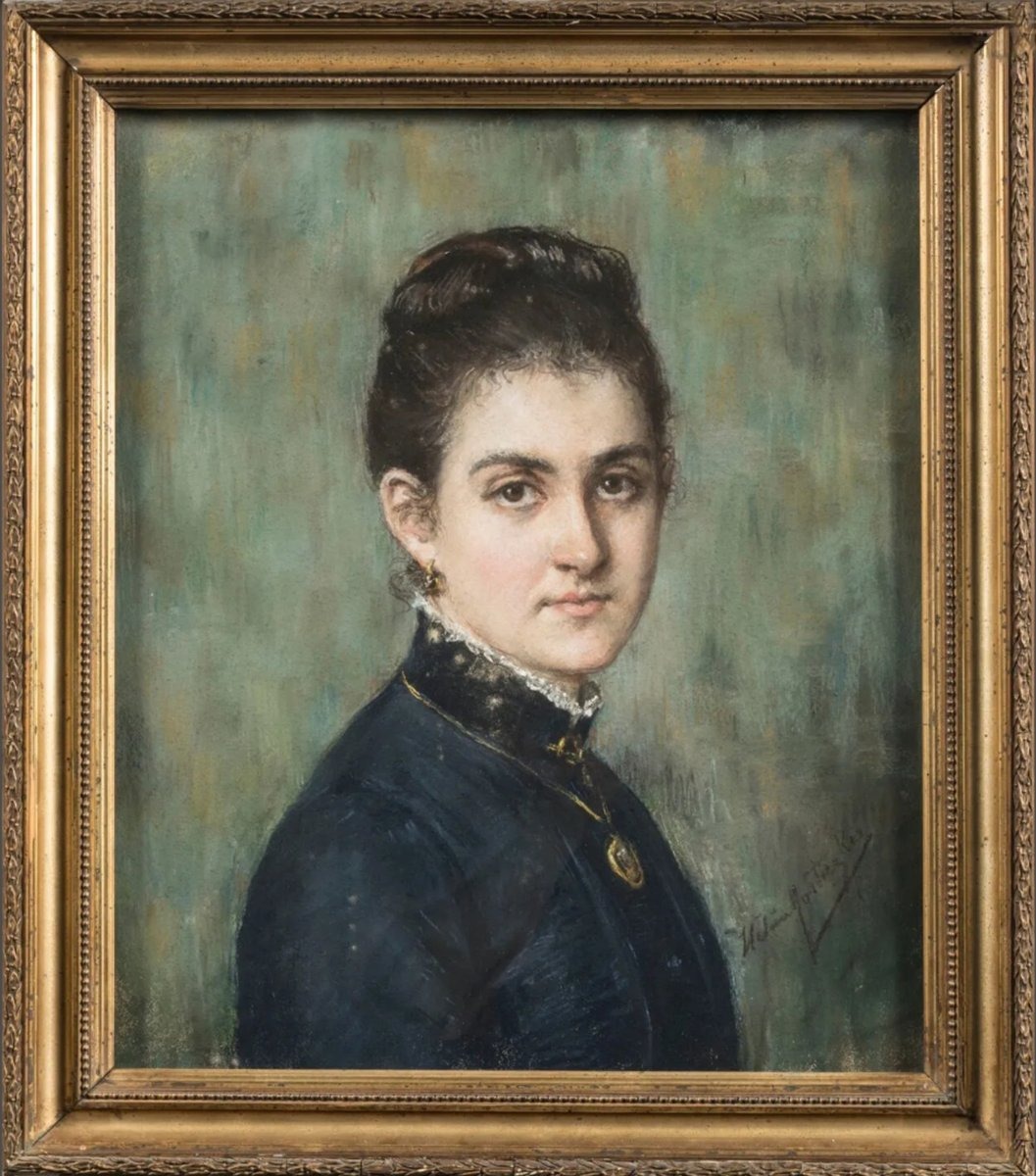 Héléne KOSTIEZKES (XIXème siècle) Portrait d'une jeune femme au médaillon