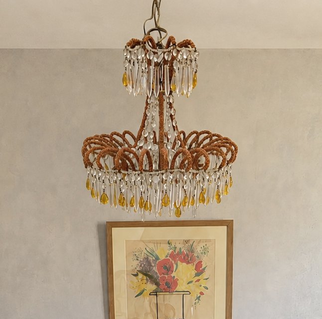 Antique Chandelier With Tassel Decorations, In The Genoese Or Ligurian Style-photo-2