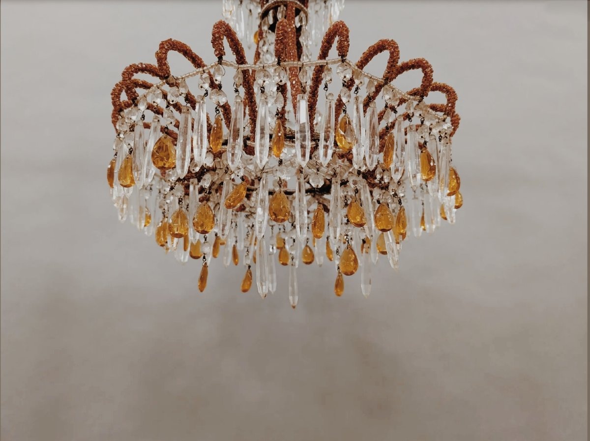 Antique Chandelier With Tassel Decorations, In The Genoese Or Ligurian Style-photo-1