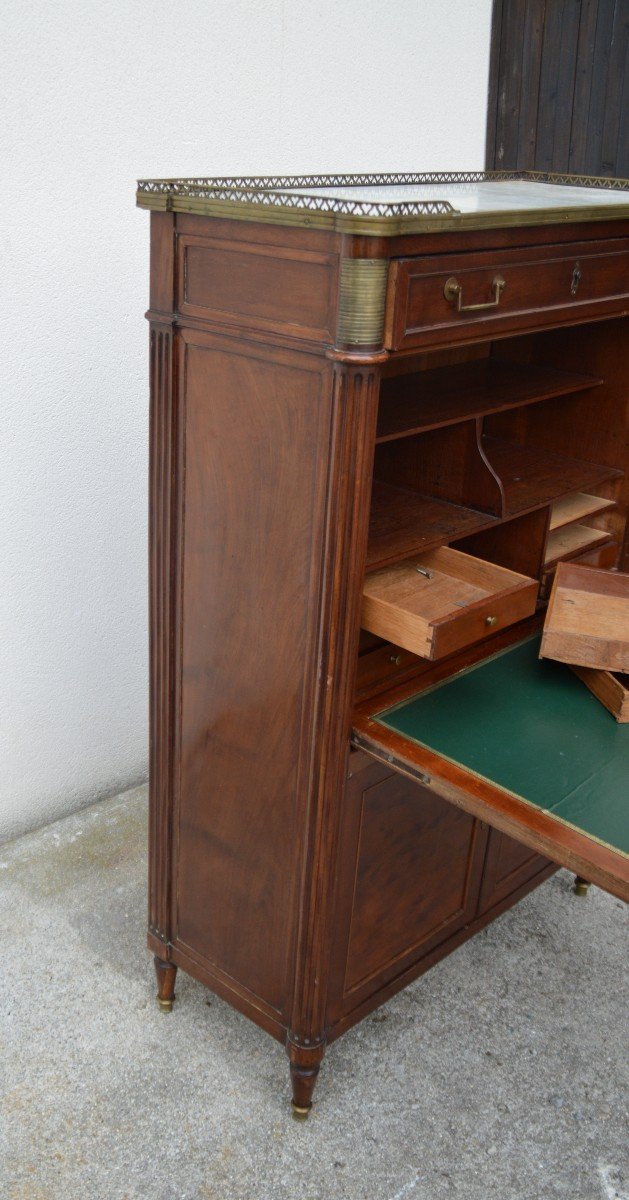 Louis XVI Secretaire In Speckled Mahogany-photo-3