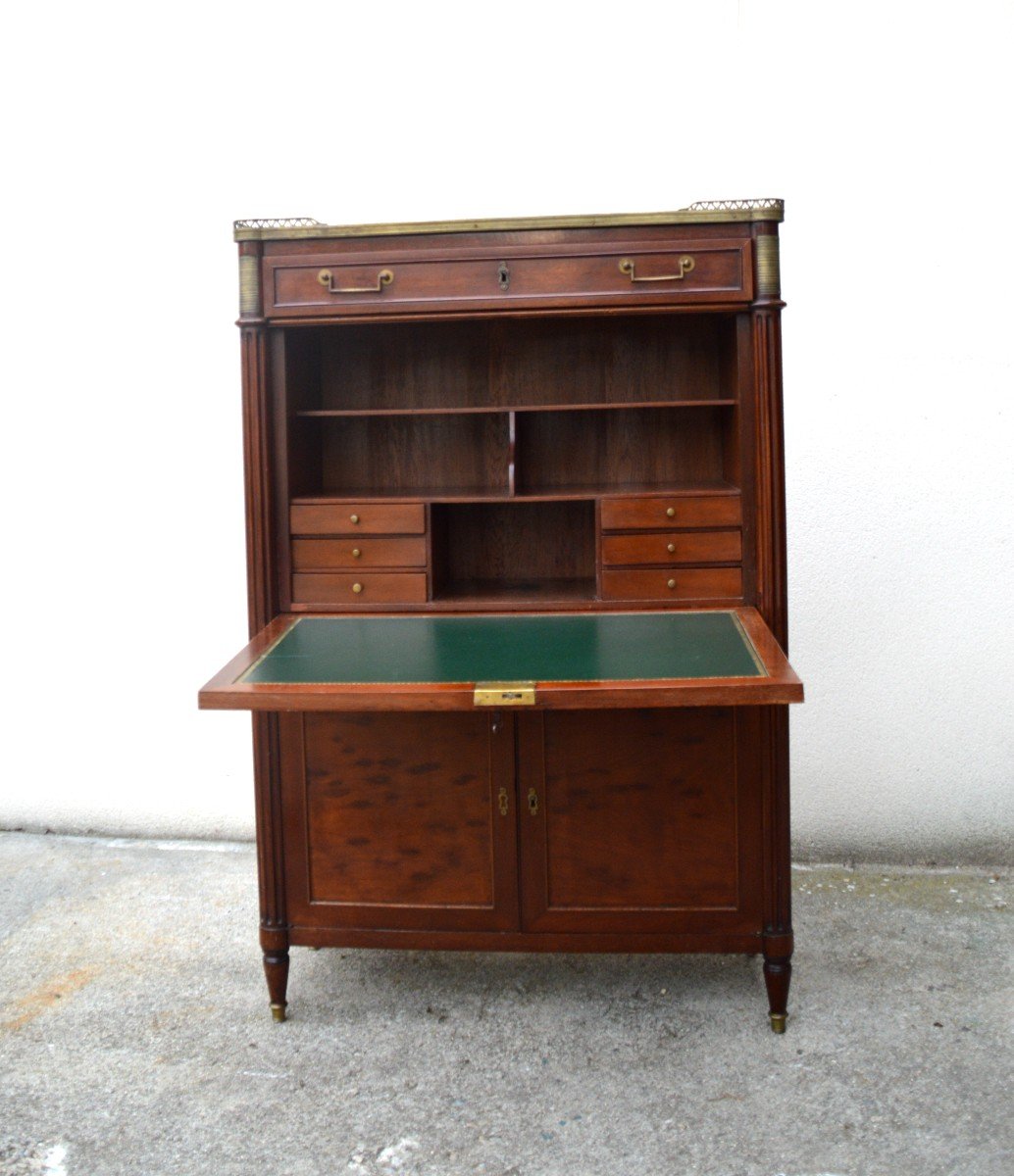 Louis XVI Secretaire In Speckled Mahogany-photo-2