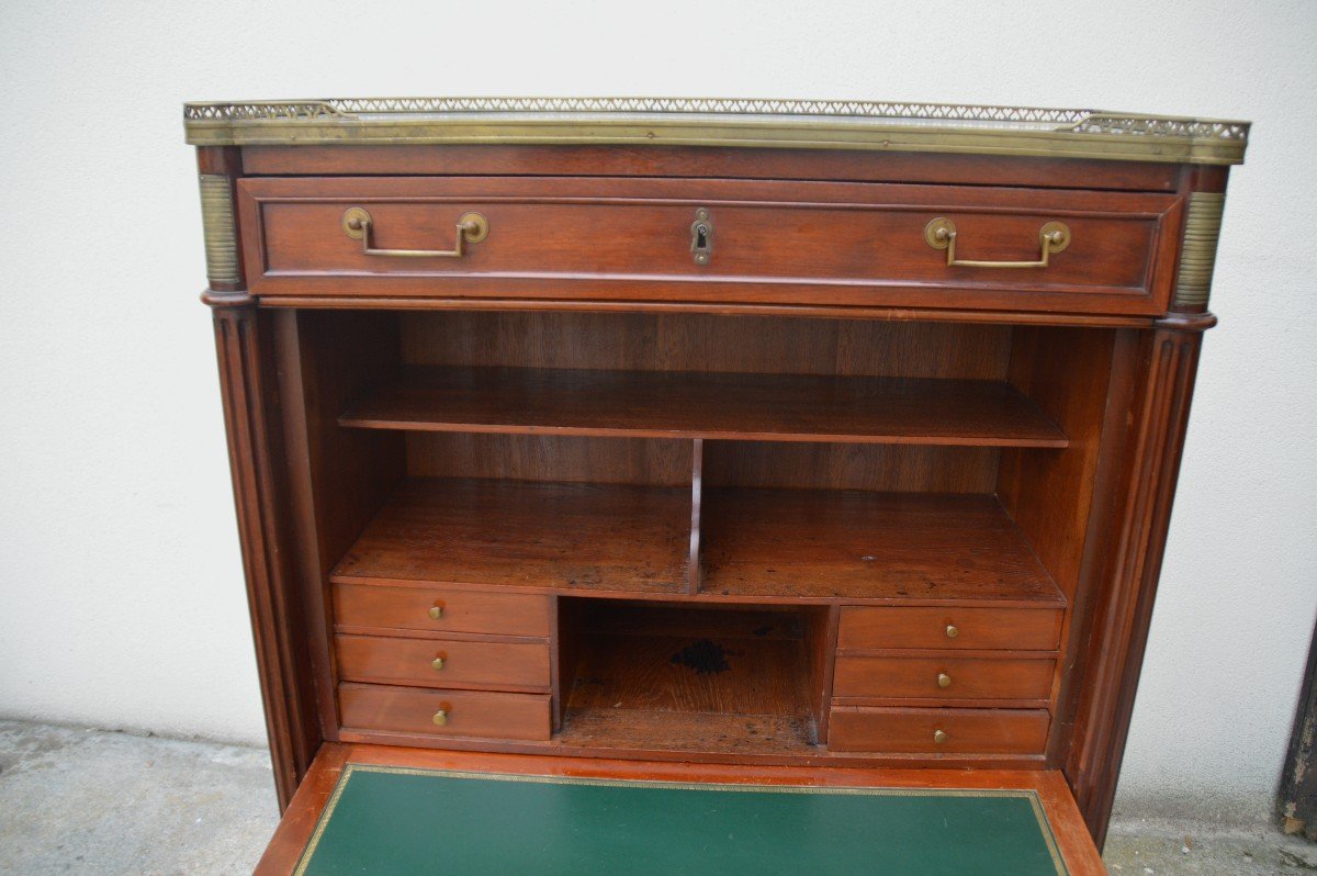 Louis XVI Secretaire In Speckled Mahogany-photo-4