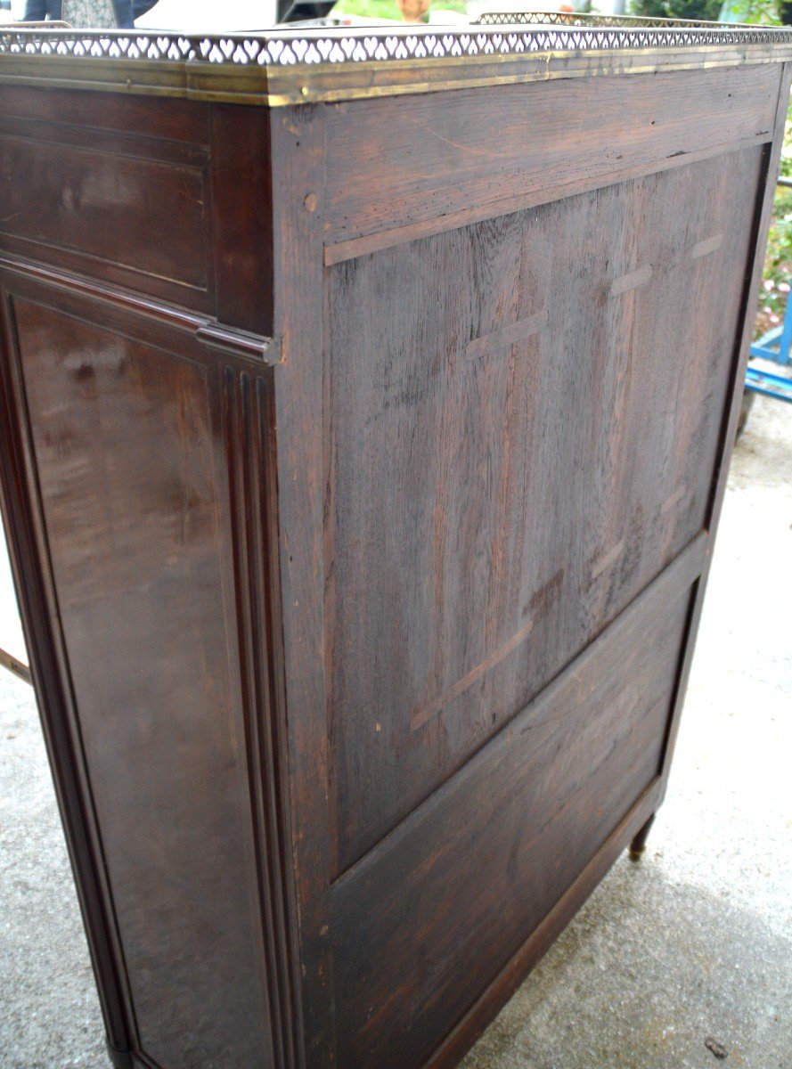 Louis XVI Secretaire In Speckled Mahogany-photo-2