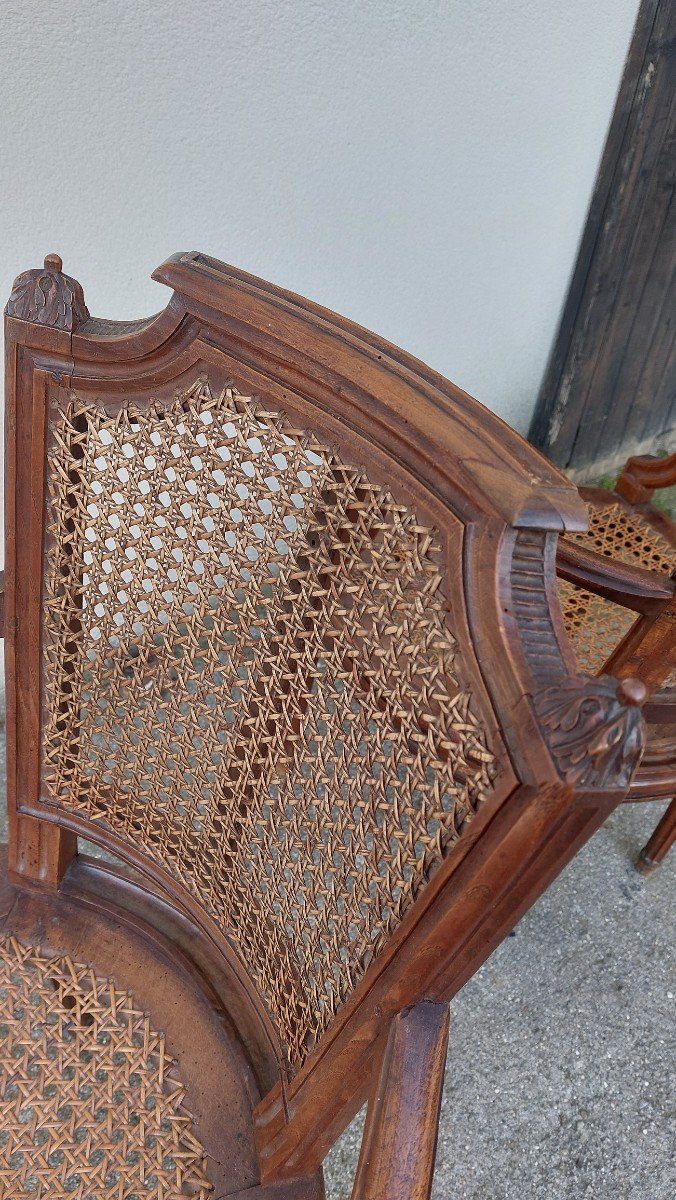 Paire de fauteuils Cannes d époque Louis XVI-photo-4