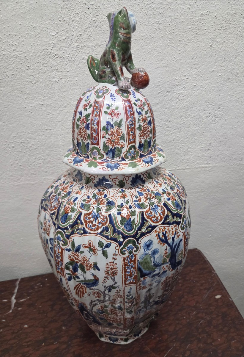 Grande potiche en faience de Desvres -photo-3